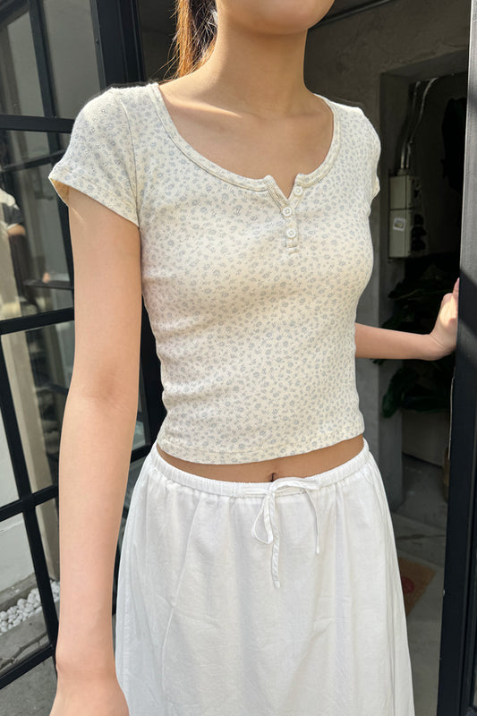White with Blue and Green Floral / XS/S
